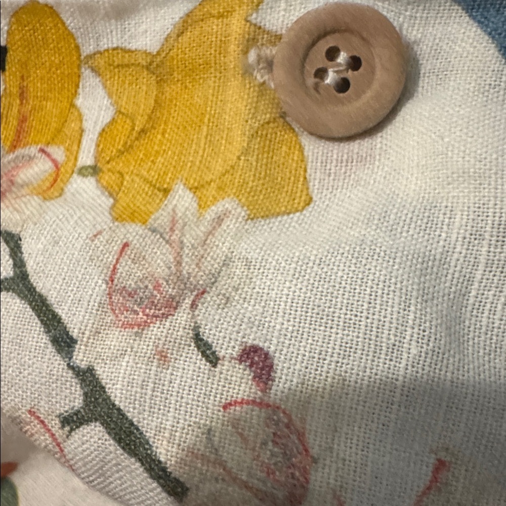 Zara Basic 100% Linen Tropical Floral Button Dress XS - Picture 8 of 9